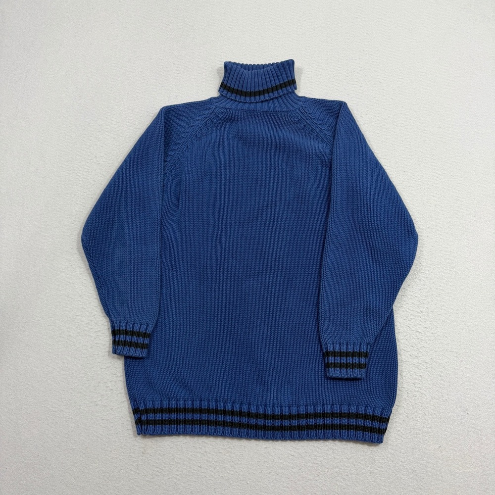 Vintage GAP Sweater Mens Medium Blue Turtleneck Pullover Cotton Ribbed Stripe